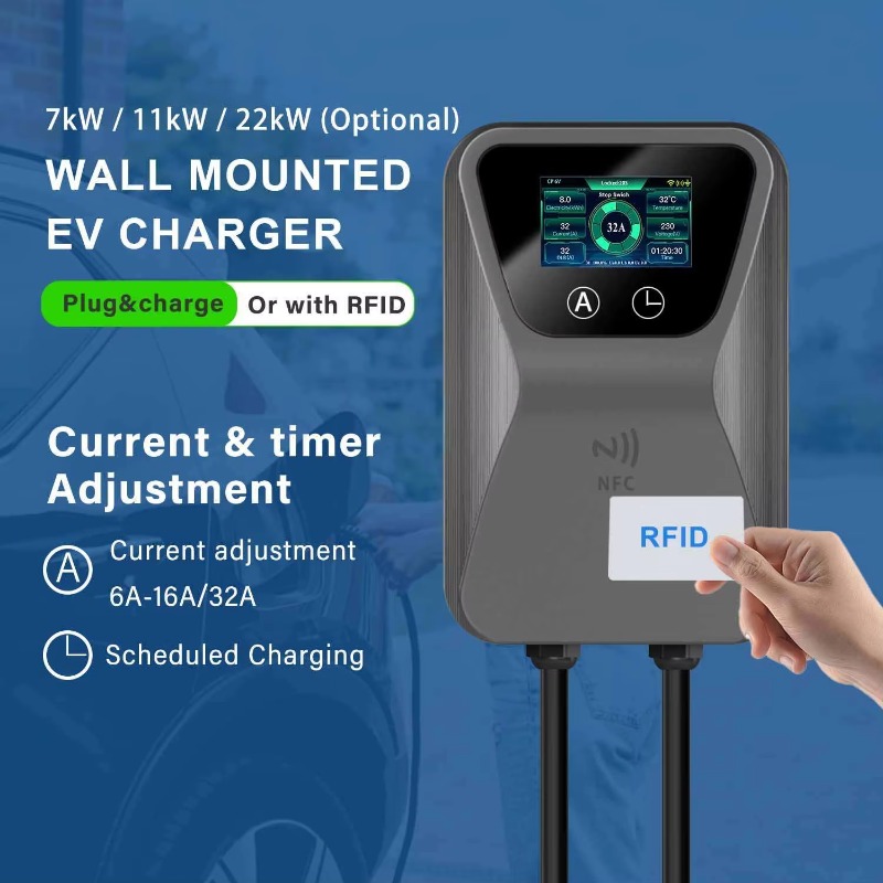 EV充電器 スマートウォールボックス 7kW 11kW 22 - 22Kw Wallbox Type 2 Ocpp Rfid のレビューと価格