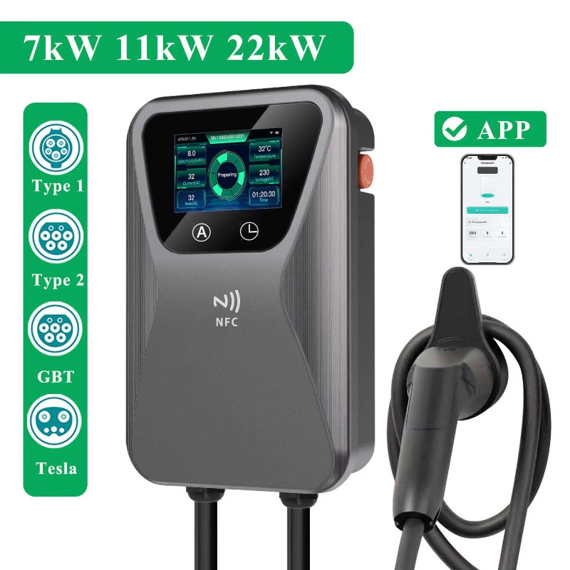 EV充電器 スマートウォールボックス 7kW 11kW 22 - 22Kw Wallbox Type 2 Ocpp Rfid のレビューと価格