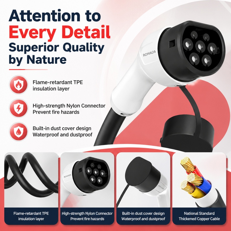 7KW ROMADA 電気自動車用ポータブル充電器 GBT  - Portable Ev Charger 32A Type 2 Cee Plug のレビューと価格